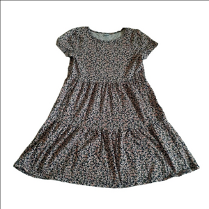 Old Navy Girl's M (8) Navy Pink Ditsy Floral Short Sleeve Tiered Cotton Dress
